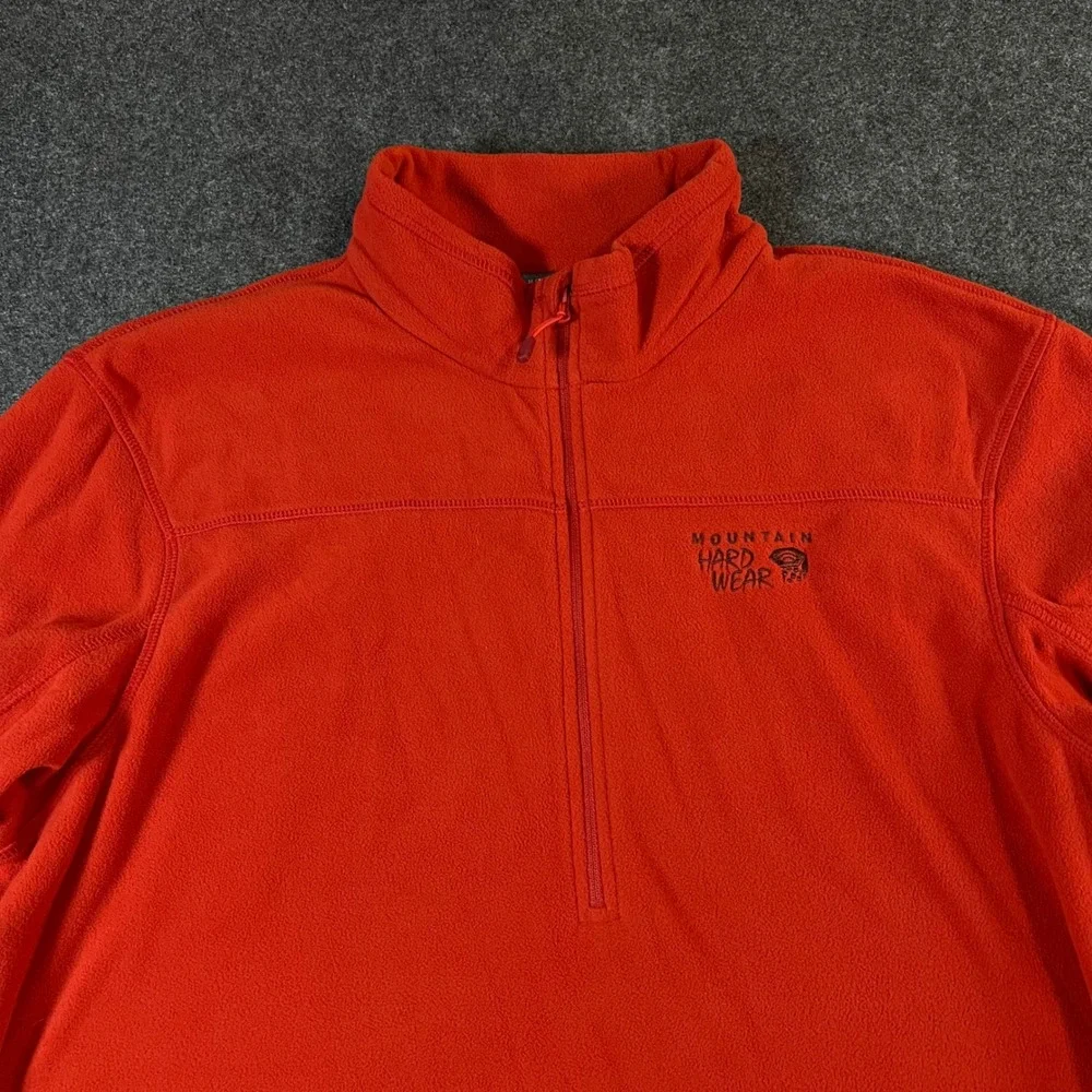 Mountain Hardwear Mens XL Red 1/4 Zip Fleece Pullover Mock Neck Hiking Sweater